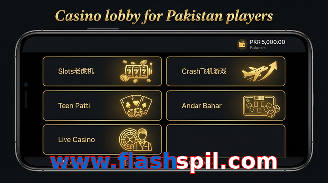 Lobby view of Www.flashspil.com for Pakistan users